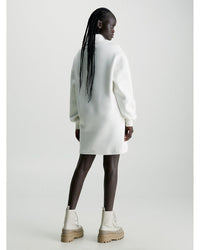 Calvin Klein - Monologo Roll Neck Dress in Ivory - Rear View
