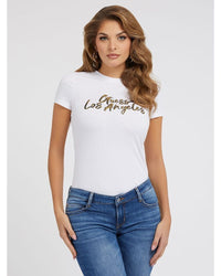 Guess Jeans - Short Sleeve Crewneck LA Tee in White - Front View