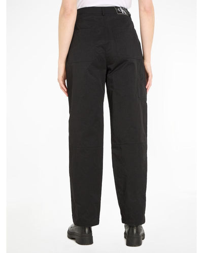 Calvin Klein - Logo Belt High Rise Relaxed Trousers in Black - Rear View