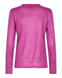 Mos Mosh - Casa O-LS Foil Tee in Fuchsia - Rear View