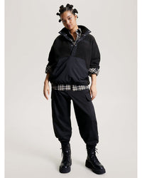 Tommy Jeans - Over New Varsity Pop Over Top in Black - Front View