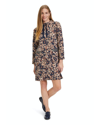 Betty Barclay - Long Sleeve Short Dress in Camel - Front View