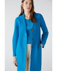 Oui - Wool Coat in Blue - Close View