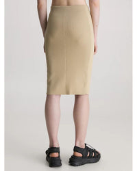 Calvin Klein - Hook & Eye Knitted Skirt in Camel - Rear View