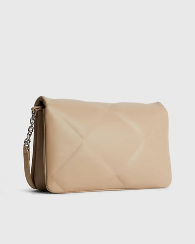 Calvin Klein - Re-Lock Quilt Shoulder Bag in Taupe - Rear View
