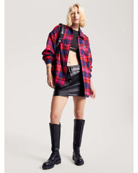 Tommy Jeans - Oversized Check Overshirt in Red - Front View