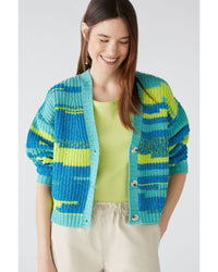 Oui - Cardigan in Blue - Front View