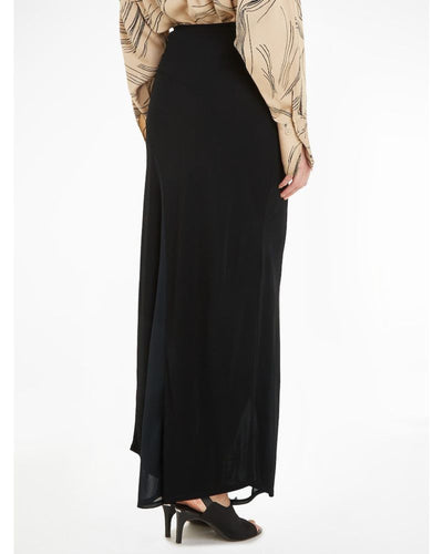 Calvin Klein - Fluid Jersey Panel Skirt in Black - Rear View