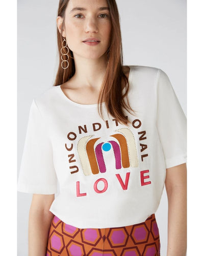 Oui - Love T-Shirt in Off White - Front View