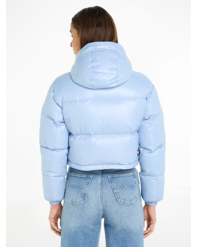 Tommy Jeans - Crop Alaska Puffer Jacket in Baby Blue - Rear View