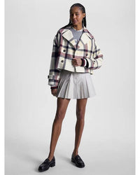 Tommy Women - Wool Blend Check Peacoat in Check - Front View