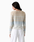 Guess knitted cardigan light blue beige and white back view