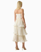 GUESS Chiffon Flounced Midi Dress white back view
