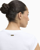 Barbour Verona ribbed T-shirt white back neckline close-up