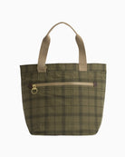 Barbour Transport Carry-All Tote Bag in dusky green tartan back view
