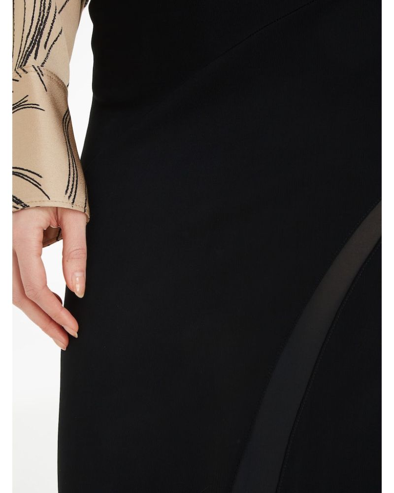 Calvin Klein - Fluid Jersey Panel Skirt in Black - Close View