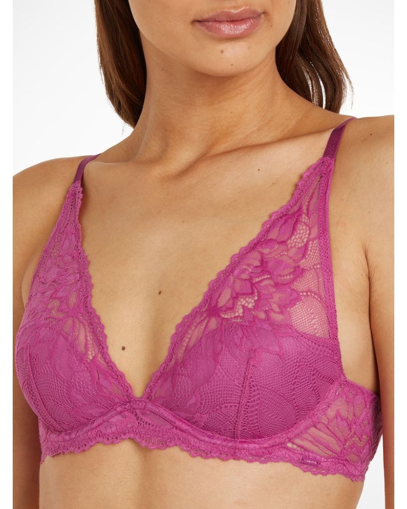 Calvin Klein - Light Lined Plunge Bra in Magenta - Close View