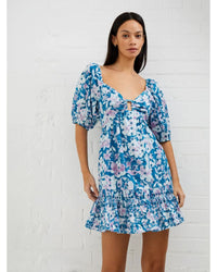 French Connection - Dreanna Cotton Mini Dress in Blue - Front View
