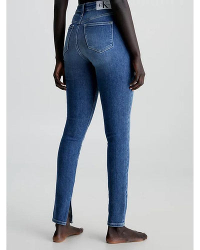 Calvin Klein - High Rise Super Skinny Ankle Jeans in Denim - Rear View