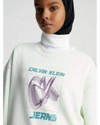 Calvin Klein - Hyper Real CK Sweatshirt in Green - Close View