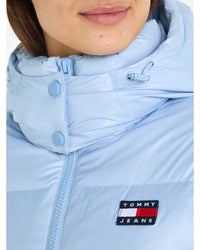 Tommy Jeans - Crop Alaska Puffer Jacket in Baby Blue - Close View