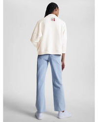 Tommy Hilfiger - Relaxed Texture Patch Polo Sweatshirt in Off White - Rear View