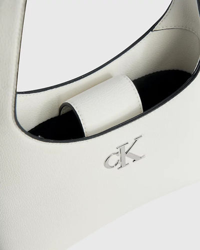 Calvin Klein - Minimal Monogram Shoulder Bag in White - Close View