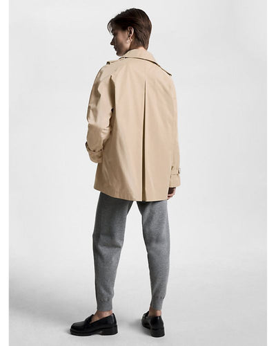 Tommy Hilfiger - Peached Cotton Short Trench Coat in Beige - Rear View