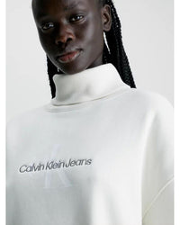 Calvin Klein - Monologo Roll Neck Dress in Ivory - Close View