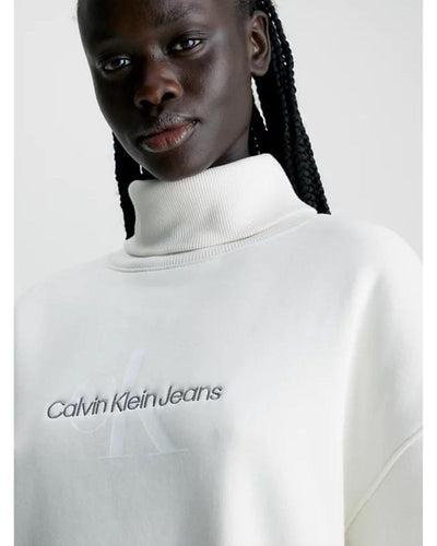 Calvin Klein - Monologo Roll Neck Dress in Ivory - Close View