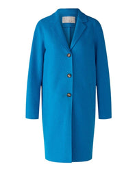 Oui - Wool Coat in Blue - Full View