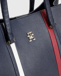 Tommy Hilfiger - Emblem Satchel Corp Bag in Navy - Close View