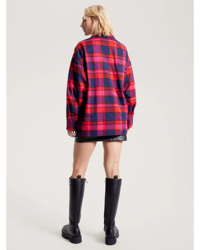 Tommy Jeans - Oversized Check Overshirt in Red - Rear View