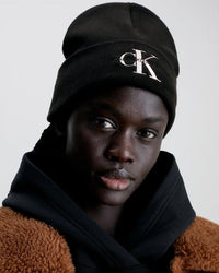 Calvin Klein - Monologo Embro Beanie in Black - Front View