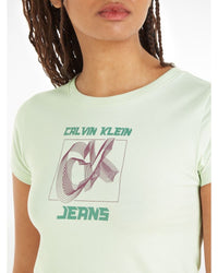 Calvin Klein - Hyper Real CK Y2K Fitted Tee in Green - Close View