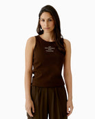 Oui Graphic Tank Top in Demitasse front view