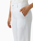 Oui Linen Trousers in Optic White pocket detail