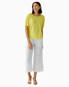 Oui Linen Trousers in Optic White full outfit view