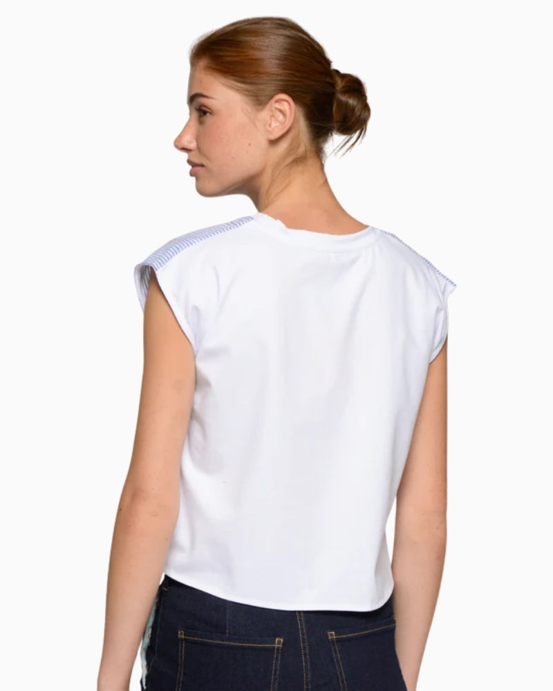 Vilagallo Blue Striped Golf Knot T-Shirt back view