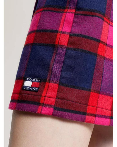 Tommy Jeans - Check Wrap Mini Skirt in Red - Close View