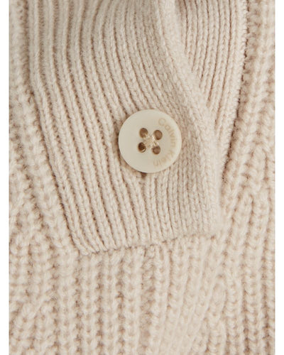 Calvin Klein - Recycled Wool Button Mock Neck Top in Sand - Button View