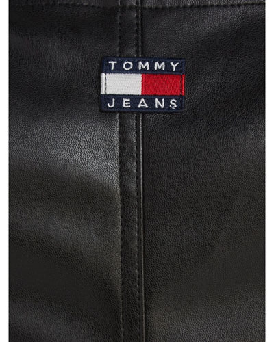 Tommy Jeans - Buckle Pleather Mini Dress in Black - Logo View