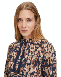 Betty Barclay - Long Sleeve Short Dress in Camel - Close View