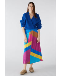 Oui - Midi Skirt in Blue - Front View