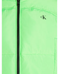 Calvin Klein - Non Down Cropper Puffer Coat in Green - Logo View