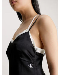 Calvin Klein - Zipped Back Midi Slip Dress in Black - Close View