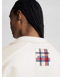 Tommy Hilfiger - Relaxed Texture Patch Polo Sweatshirt in Off White - Close View