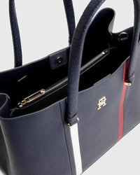 Tommy Hilfiger - Emblem Satchel Corp Bag in Navy - Open View