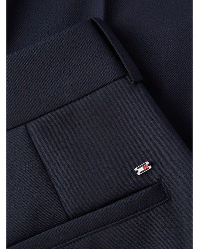 Tommy Hilfiger - Wide Leg Pleated Pant in Navy - Logo View
