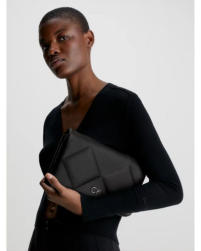 Calvin Klein - Re-Lock Quilt Shoulder Bag in Black - Front View